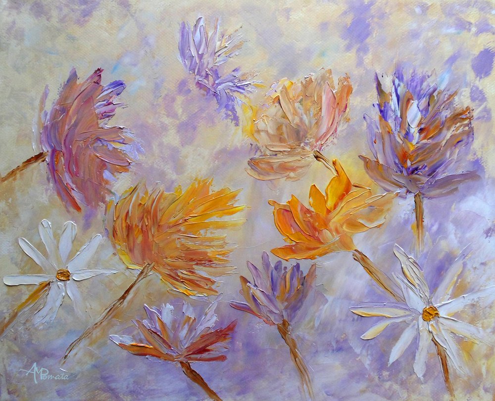 Livfulla abstrakta blommor av Angeles M. Pomata