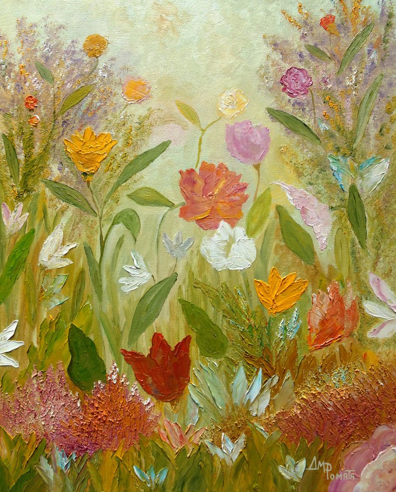 En färgsprakande blomsterträdgård av Angeles M. Pomata