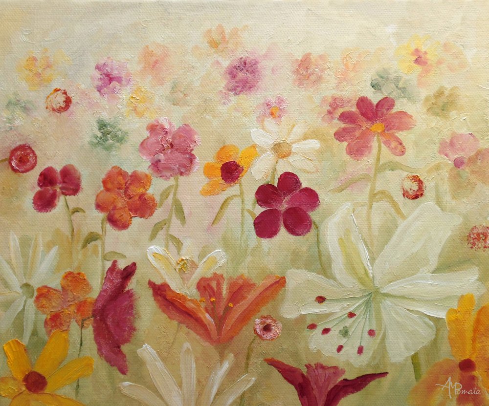 En färgsprakande blomträdgård av Angeles M. Pomata