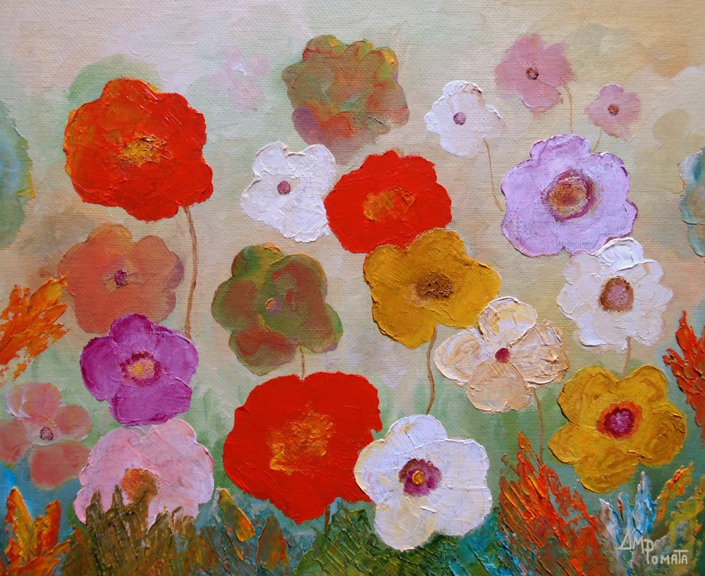 Färgsprakande målade blommor av Angeles M. Pomata