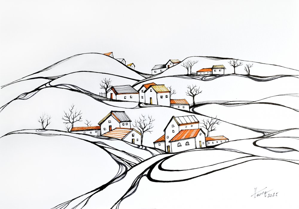 Winter Village Hills av Aniko Hencz