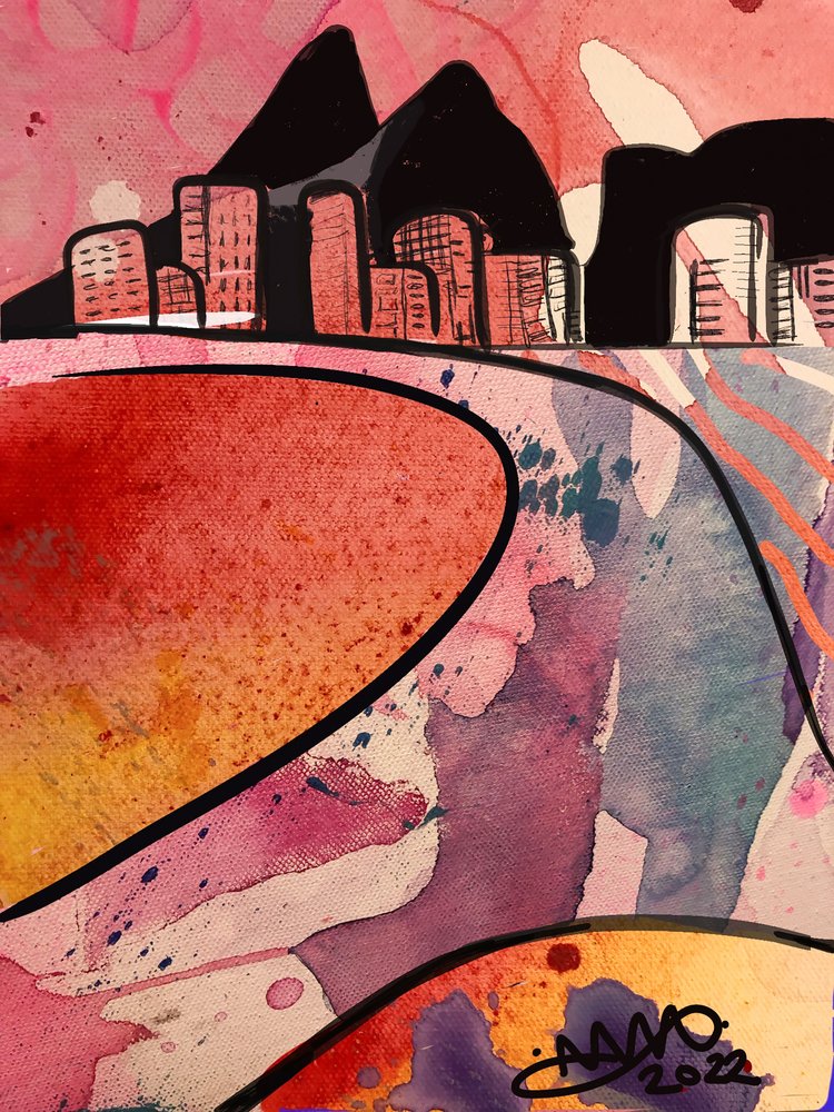 Livfull abstrakt stad av Anna Viklund