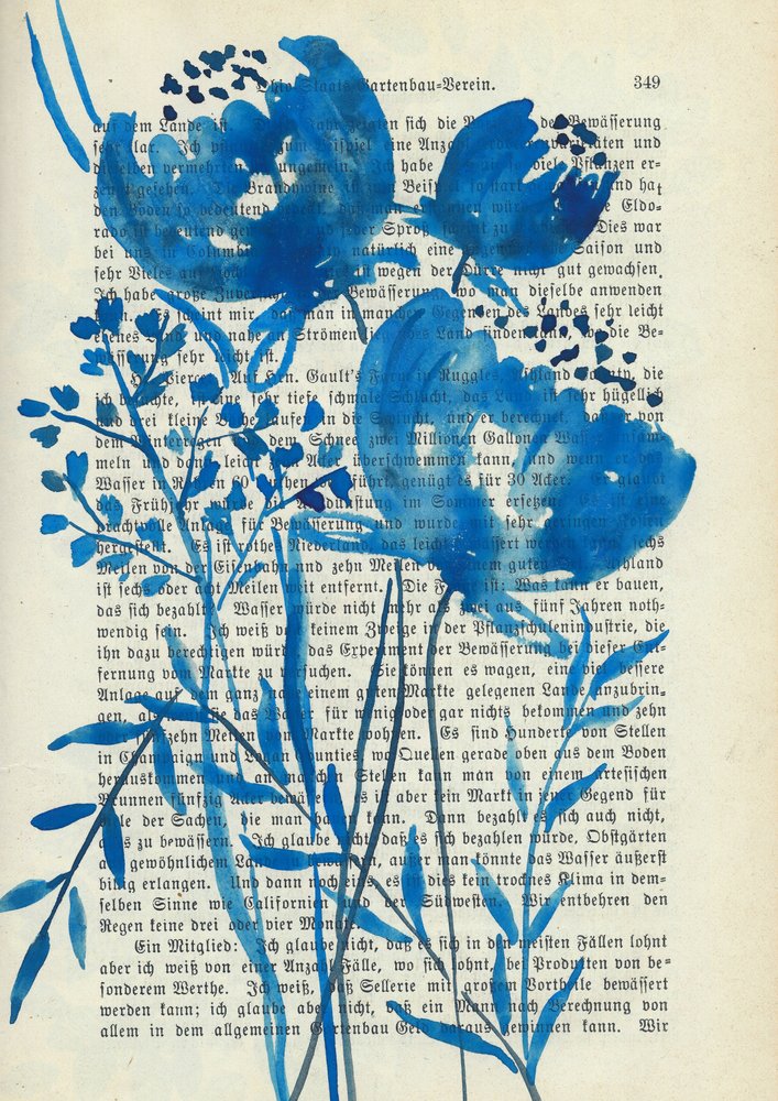 Blå akvarellblommor av Annick