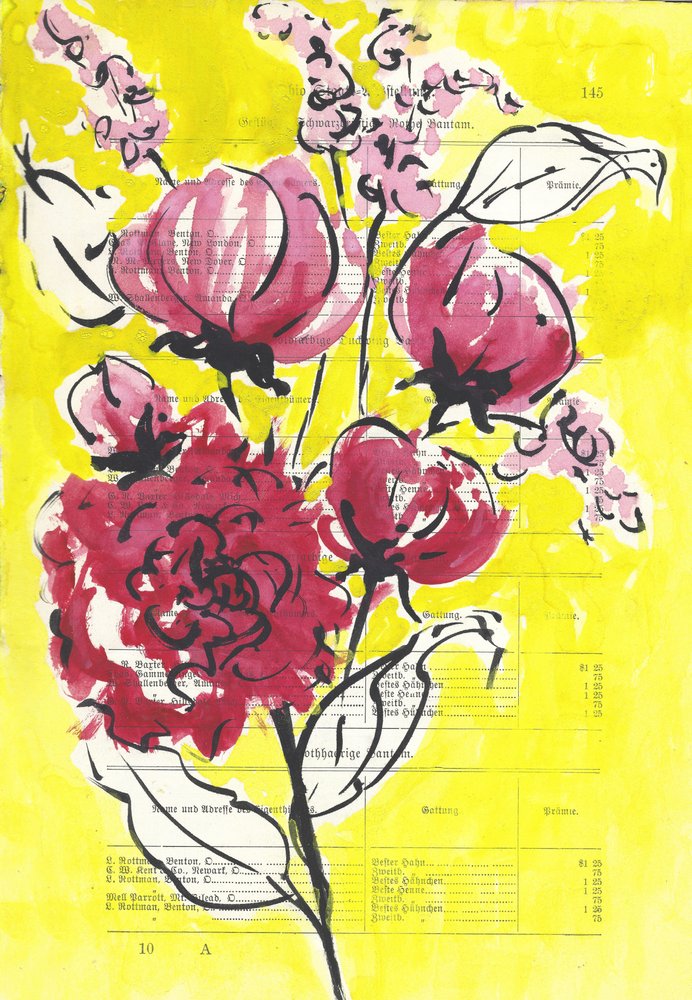 Rosa Blommigt Gult av Annick