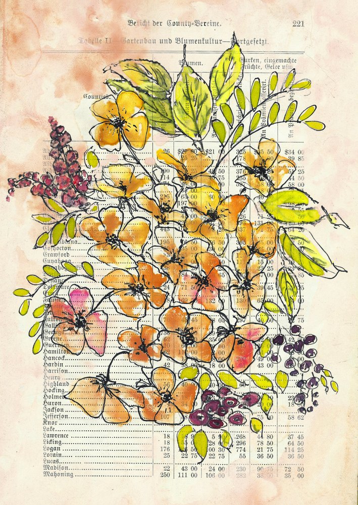 Dokument med vintageblommor av Annick