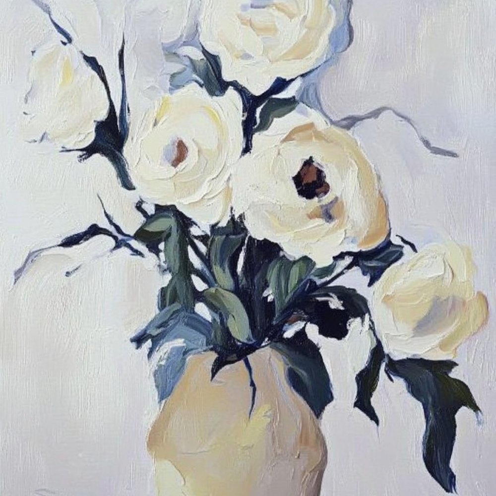 Krämigt blomsterstilleben av Avanesova Elena