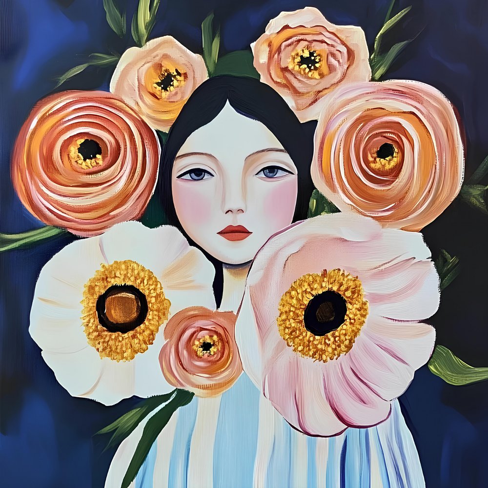 Ett fridfullt blommoporträtt av Avanesova Elena