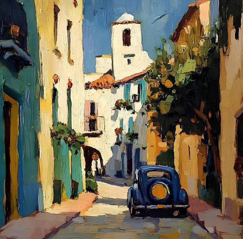 Sunny Village – den blå bilen av Avanesova Elena