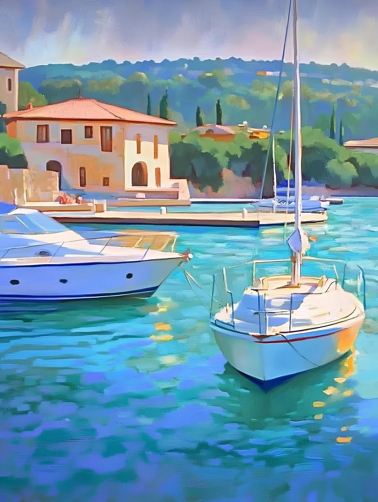 Turquoise Harbor Boats av Avanesova Elena