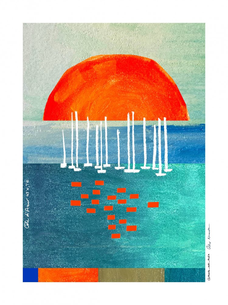 Abstrakt havslandskap vid solnedgång av Awol Art Alex