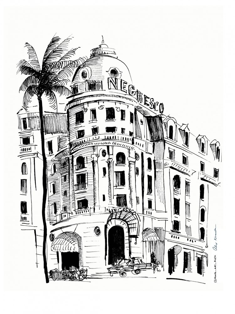 Skiss av ett historiskt hotell av Awol Art Alex