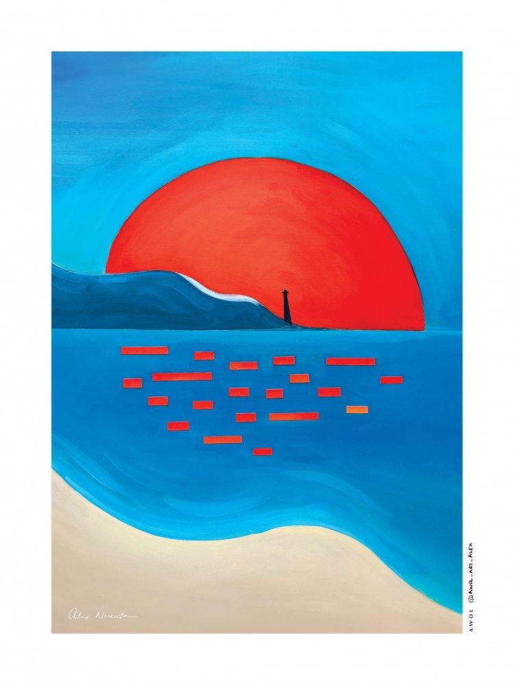 Fyr med röd sol av Awol Art Alex