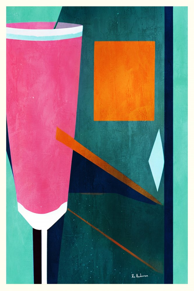 Rosa, orange, geometriskt, abstrakt av Bo Anderson