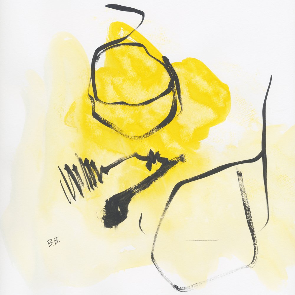 Abstrakt gul figur av Bronwyn Baker