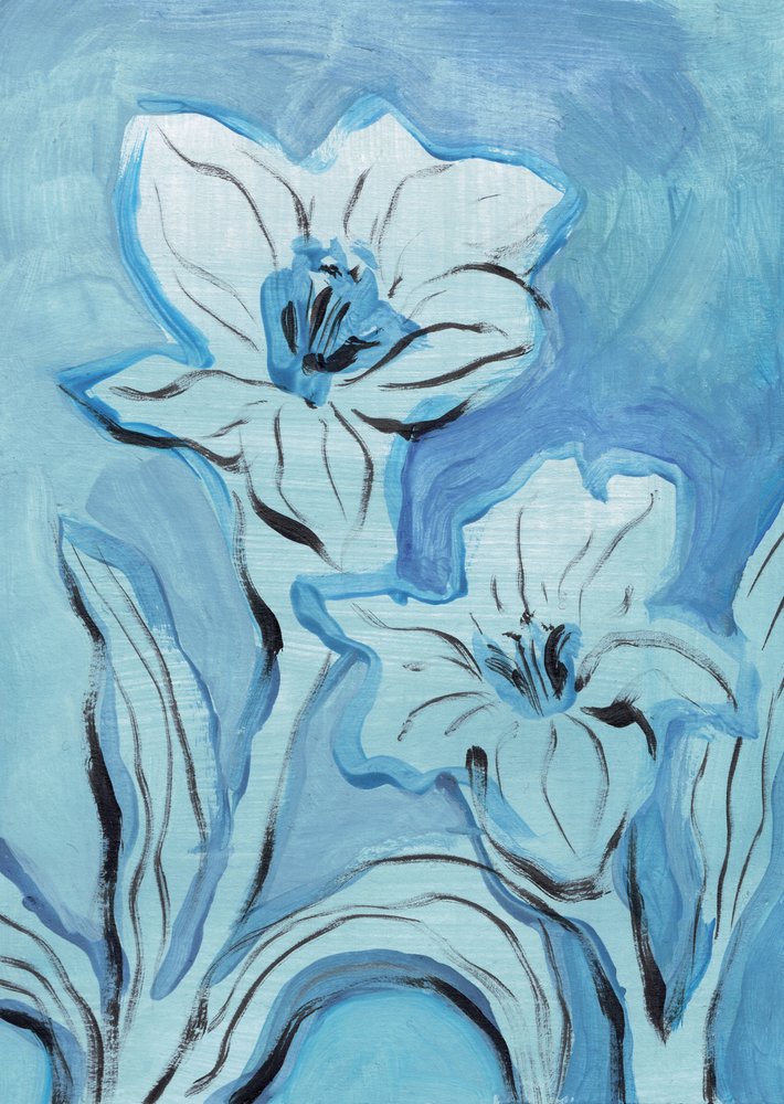 Abstrakta blå blommor av Catalina Somolinos