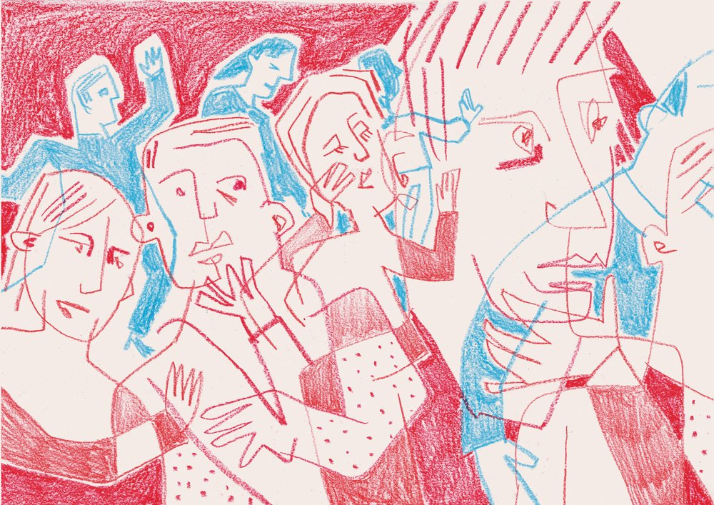 Uttrycksfulla figurer i rött och blått av Catalina Somolinos