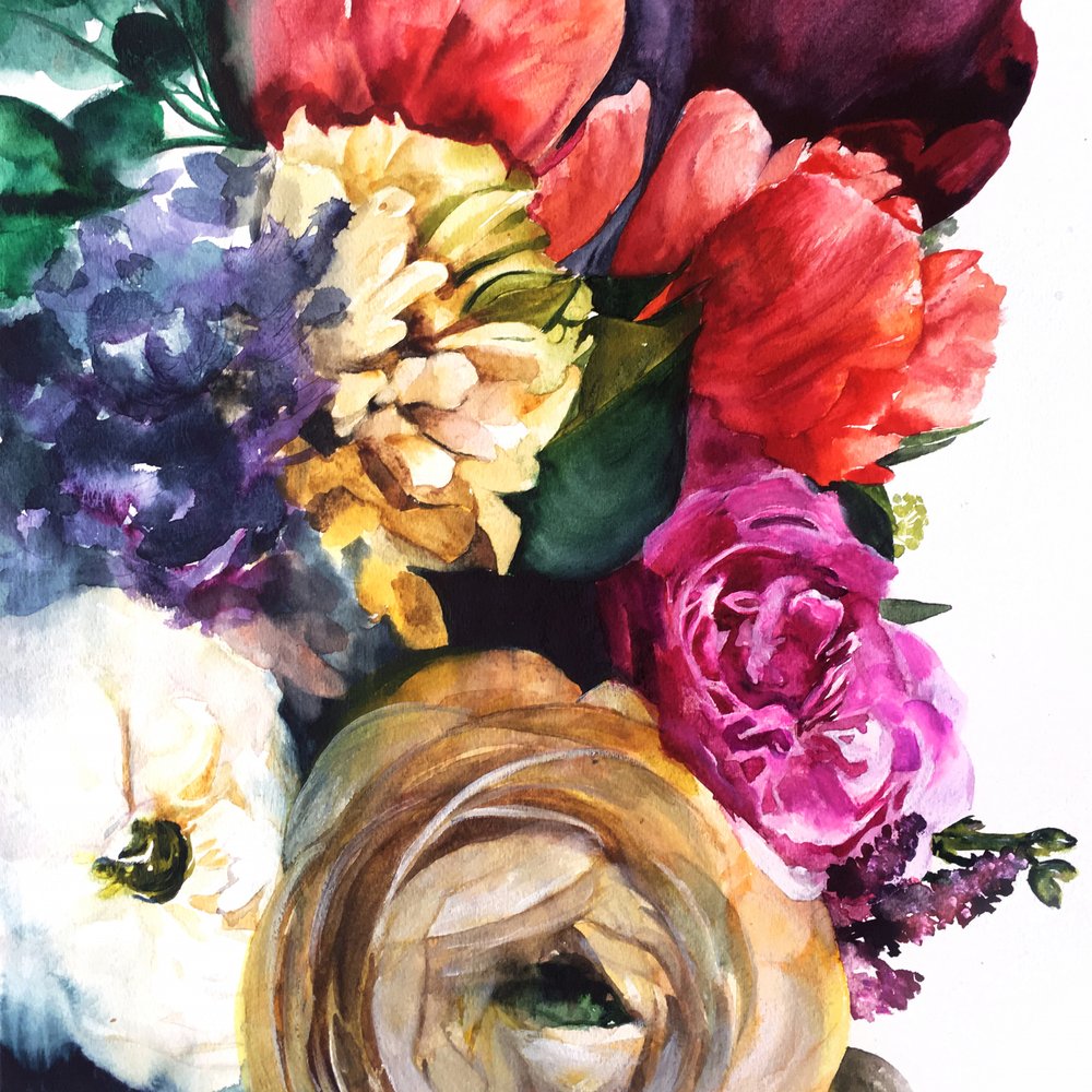 Frodiga akvarellblommor av Christine Lindstrom