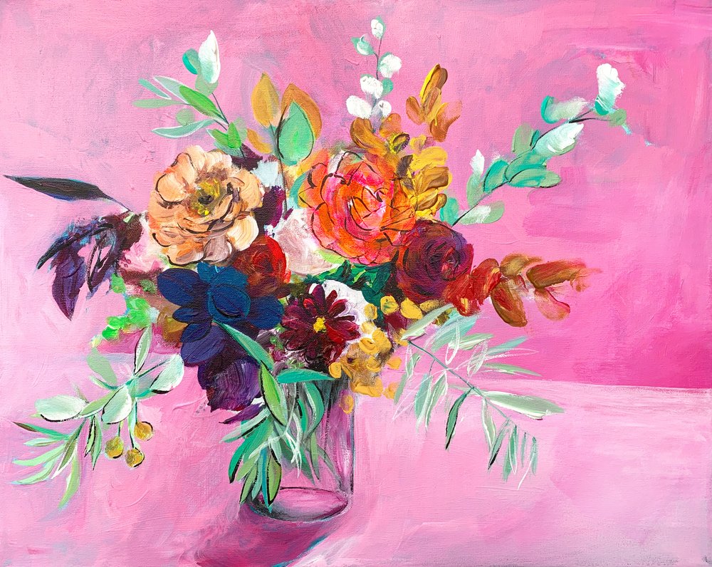 Färgsprakande blomsterbukett av Christine Lindstrom