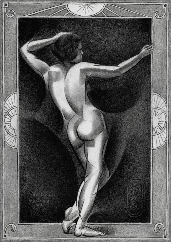 Art déco-nakenfigur av Corné Akkers