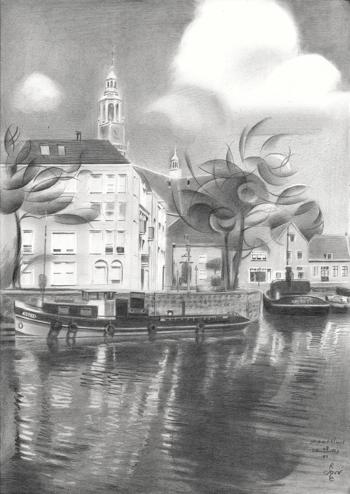 Speglingar i stadens kanal av Corné Akkers