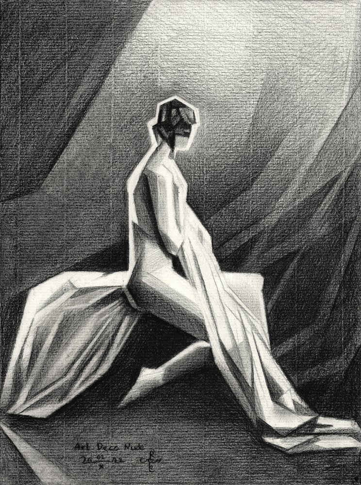 Draperad art déco-figur av Corné Akkers
