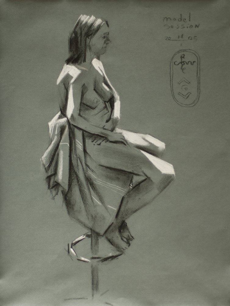Studie av en draperad figur av Corné Akkers