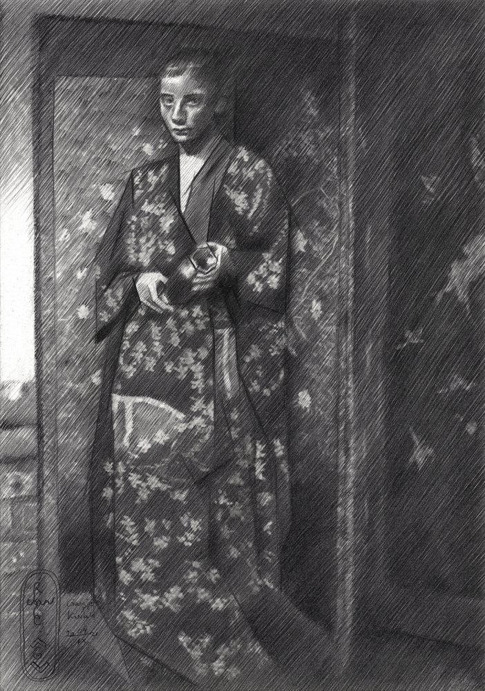 Elegant japansk kvinna i kimono av Corné Akkers