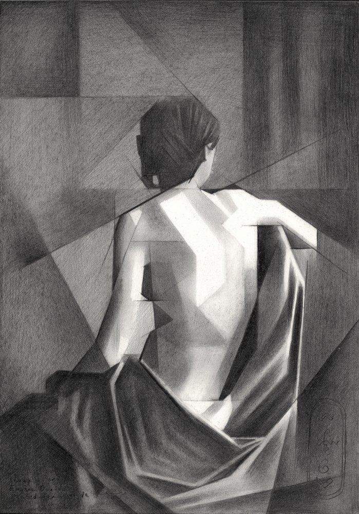 Geometrisk draperad figur av Corné Akkers