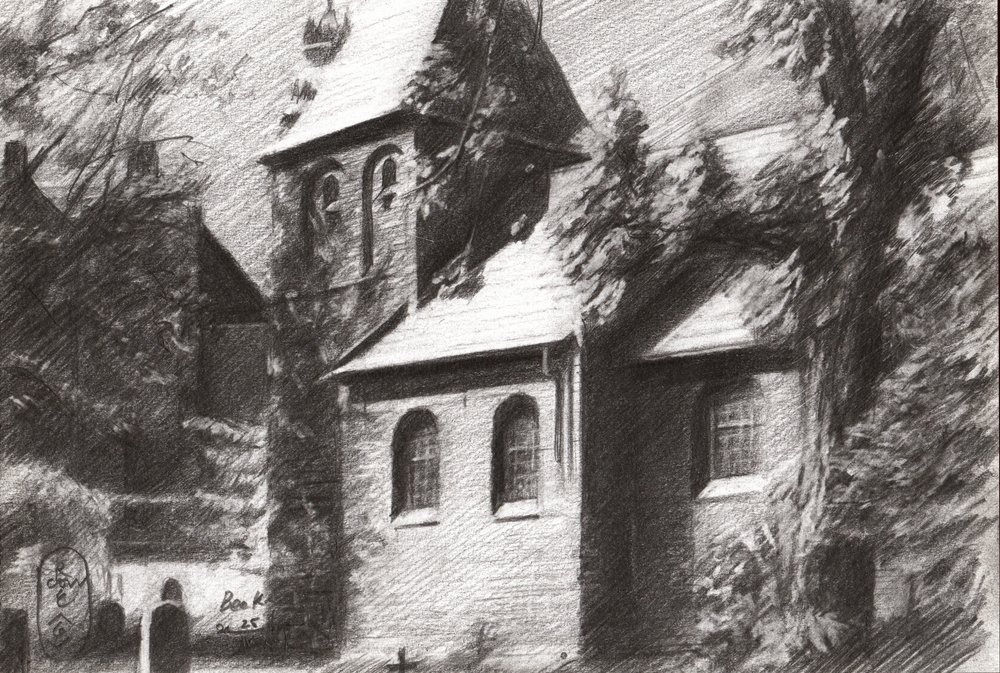 En ensam figur på kyrkogården av Corné Akkers
