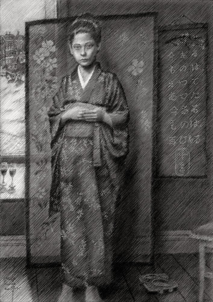 Den eftertänksamma pojken i kimono av Corné Akkers