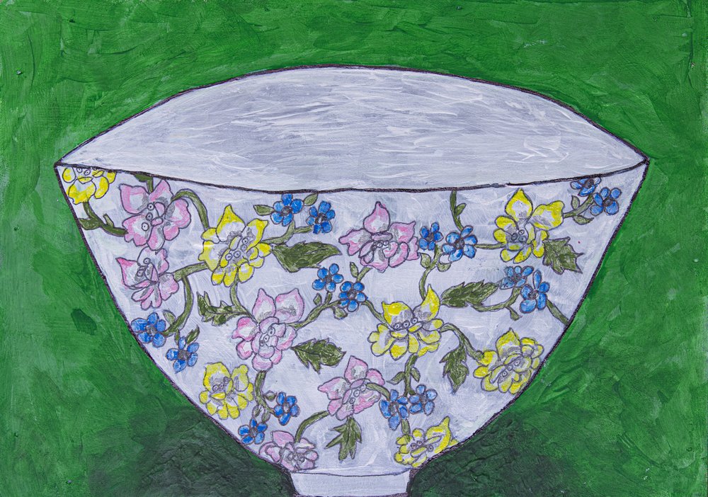 Färgglad skål med blommönster av Dale Hefer & Family