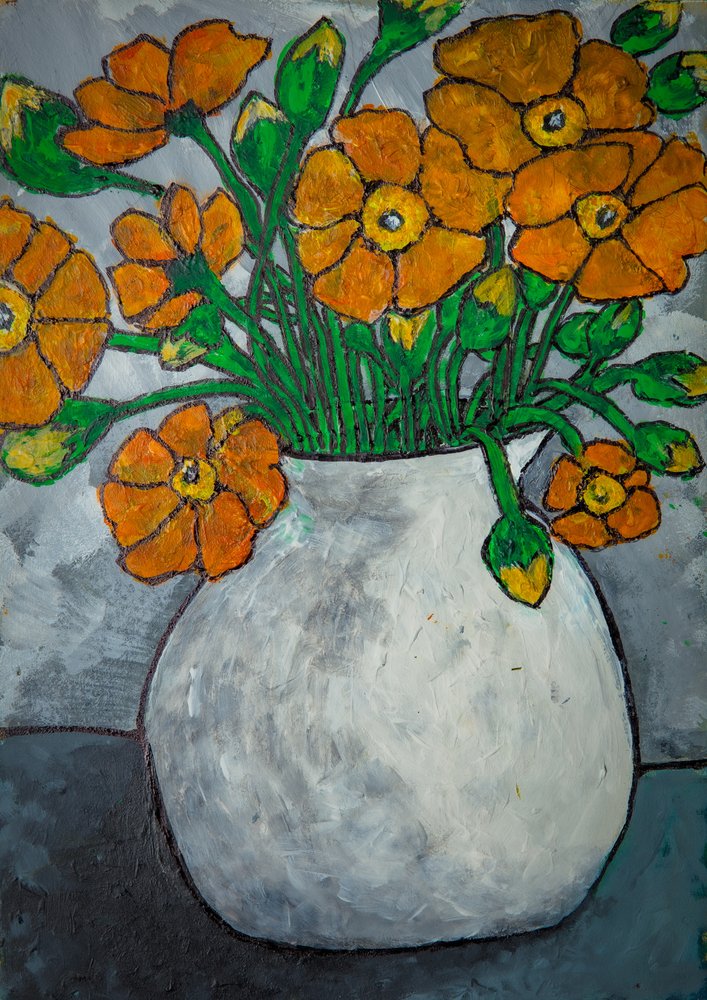 Rustik blomvas i orange av Dale Hefer & Family