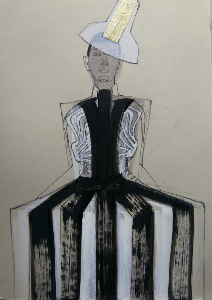 Avantgarde-modeporträtt av Doris Schmitz