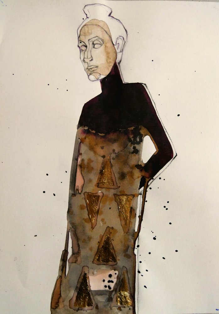 Elegant guldfigur i modestil av Doris Schmitz