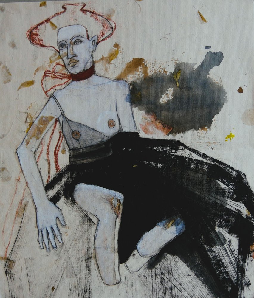 Uttrycksfull figur med hatt av Doris Schmitz