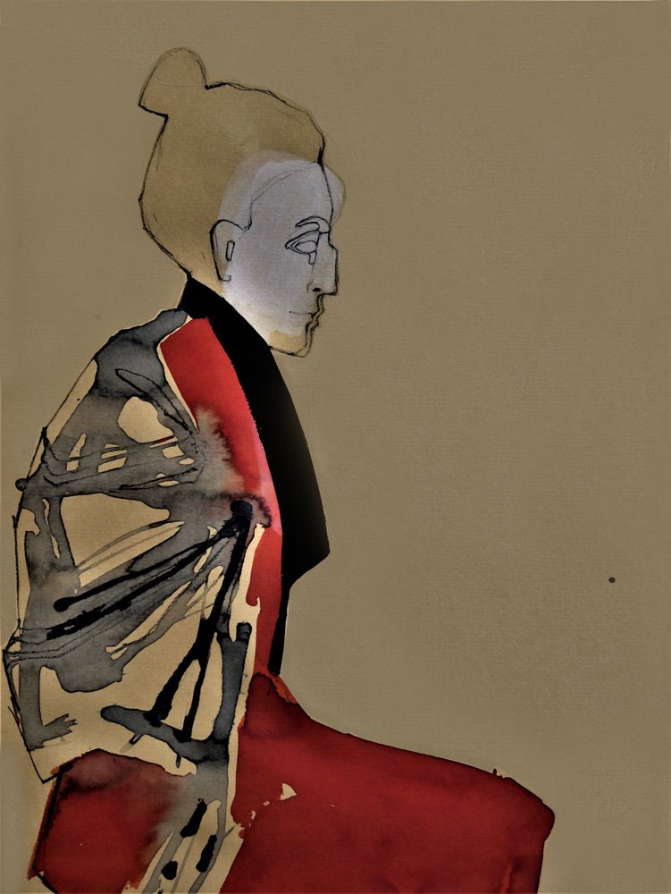 Ett fridfullt kimono-porträtt av Doris Schmitz