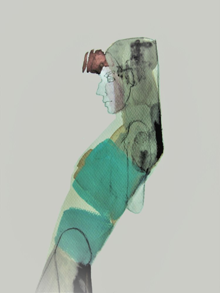 Teal-färgat draperat profil av Doris Schmitz