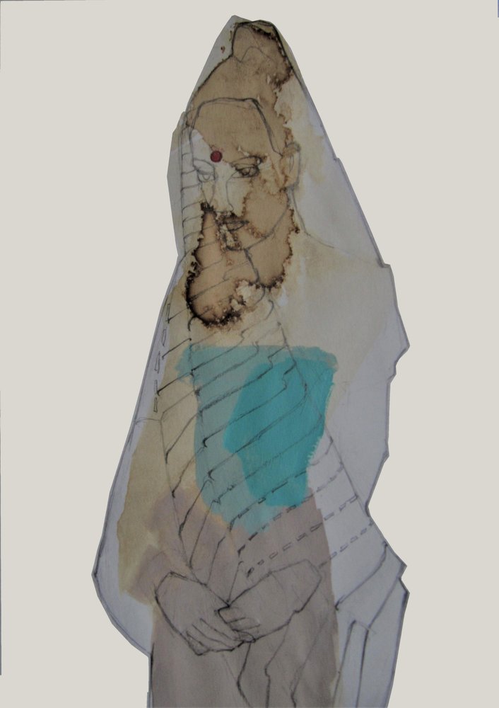 Figur som föreställer en kontemplerande kvinna med slöja av Doris Schmitz