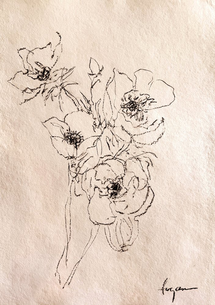 En fin blomsterskiss av Dorothy Fagan