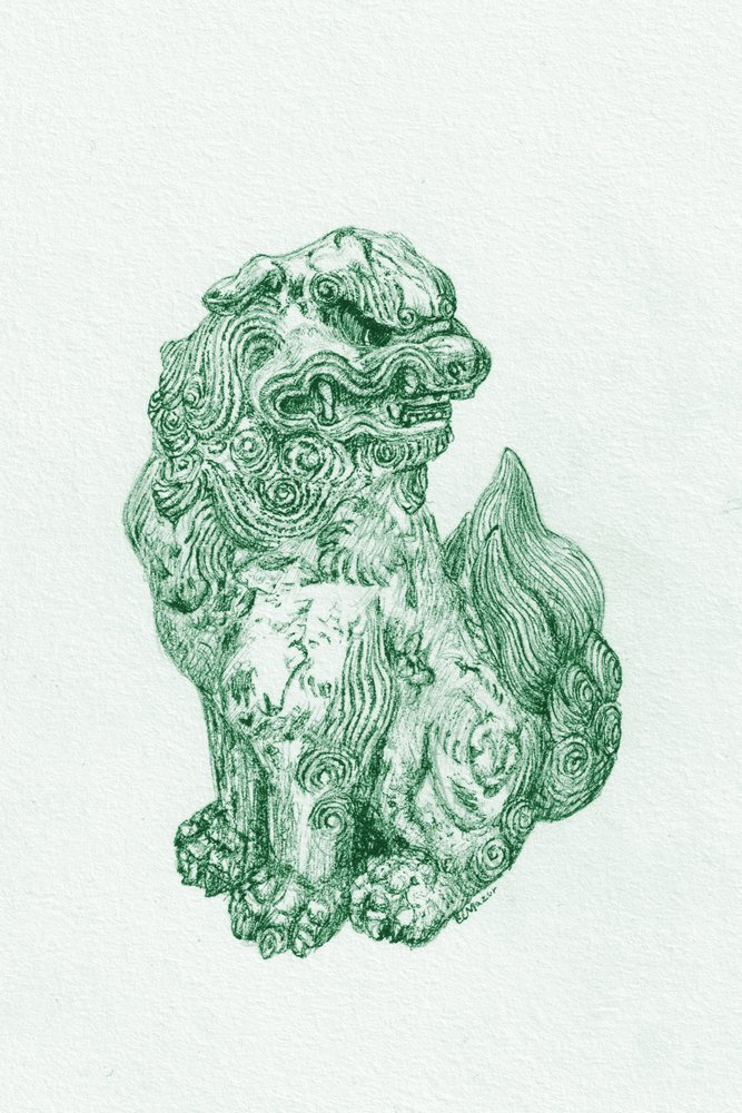 Grön Foo Dog-väktare av EC Mazur