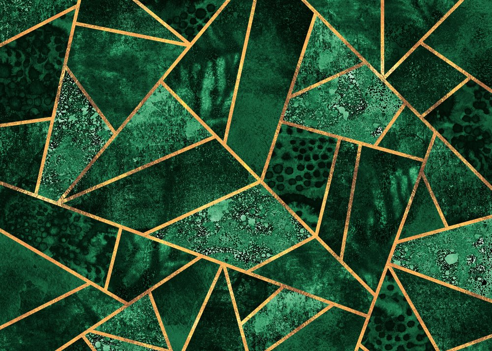 Smaragdgrönt geometriskt mönster av Elisabeth Fredriksson