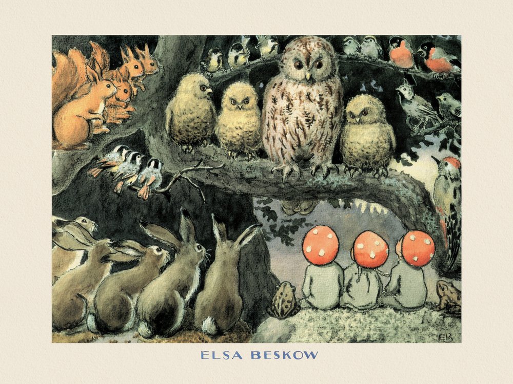 Tomtebobarnen  - Skogsdjuren Boarder av Elsa Beskow