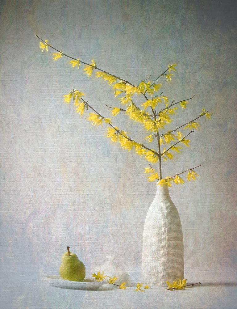 Gula blommor och päron av Fangping Zhou