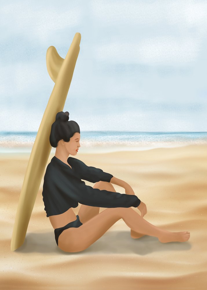 Strand- och surfkvinna av Flow Line