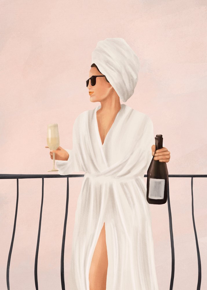 En lyxig morgon med champagne på balkongen av Flow Line