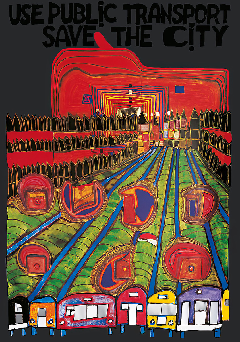 Använd kollektivtrafiken – rädda staden av Friedensreich Hundertwasser