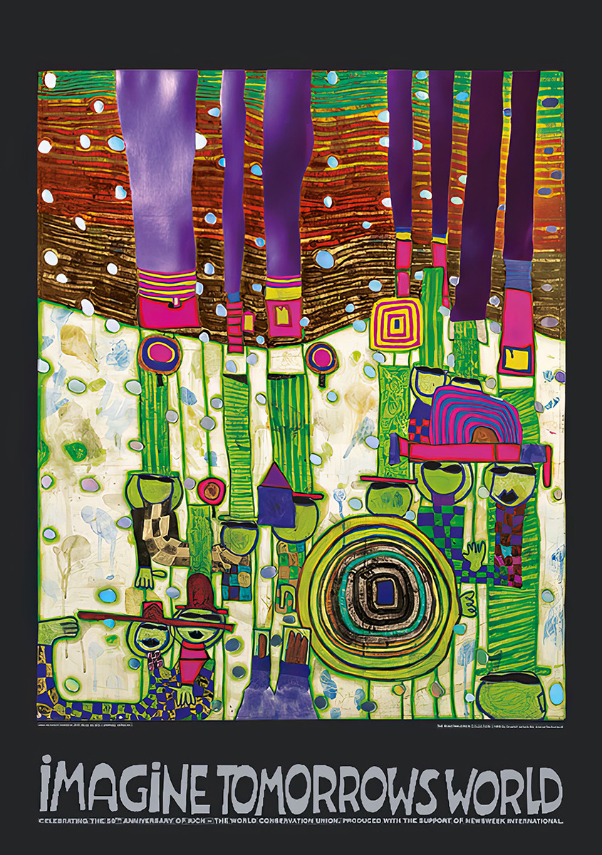 Föreställ dig morgondagens värld (den gröna versionen) av Friedensreich Hundertwasser