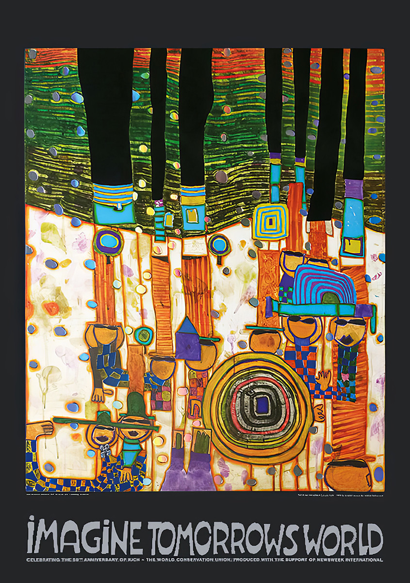 Föreställ dig morgondagens värld (orange version) av Friedensreich Hundertwasser