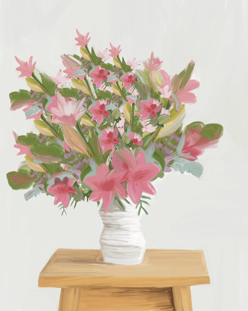 Måleriska rosa blommor av GIovanna Gil Alves