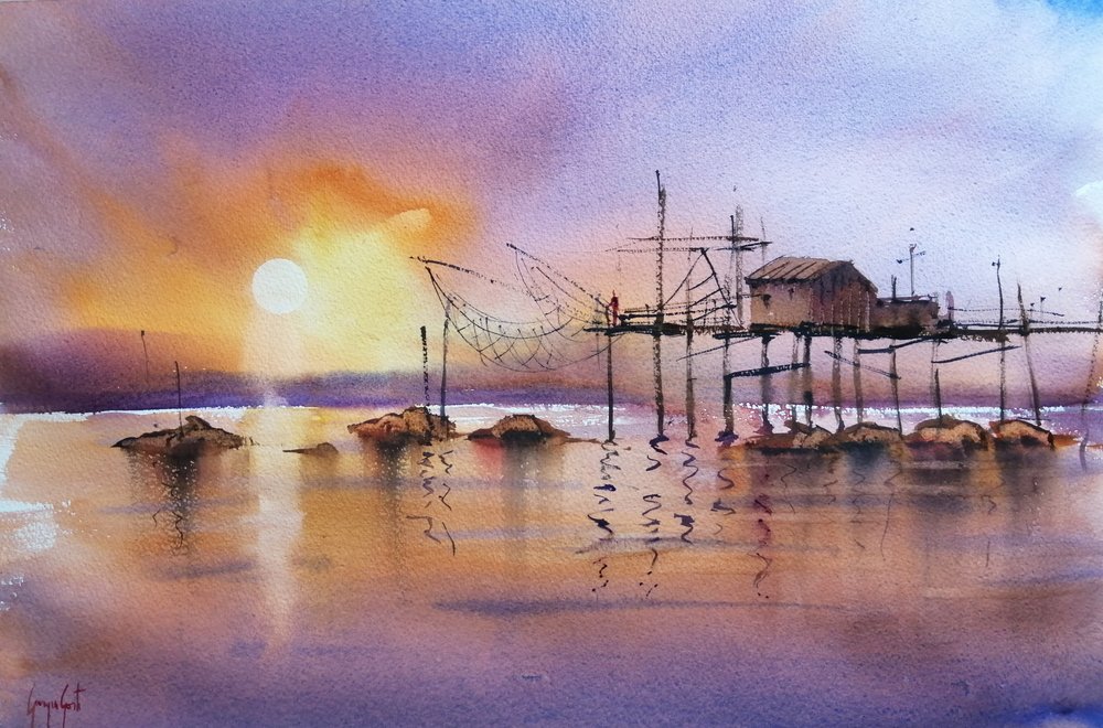Golden Hour-fiskebryggan av Giorgio Gosti